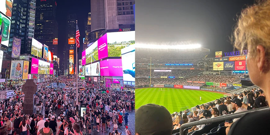 Bianca på baseballkamp med New York Yankees