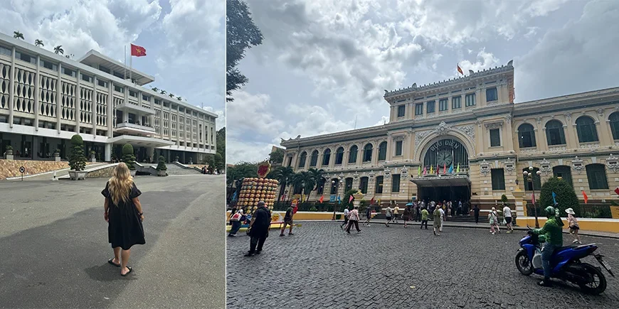 Gjenforeningspalasset og det gamle postkontoret i Ho Chi Minh City