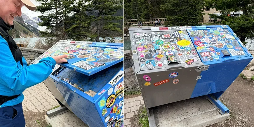 bjørnesikrede søppelkasser i Rocky Mountains i Canada