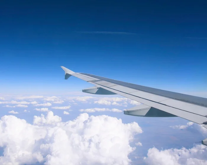 Flyvinge over skyene på vei til reisemålet