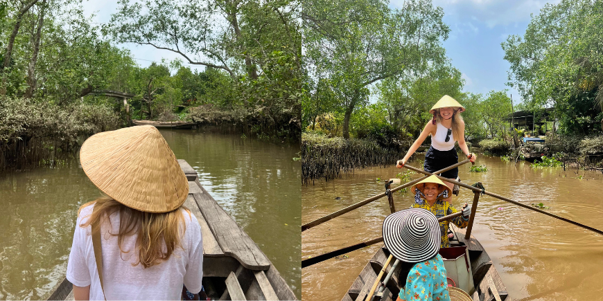 Seiltur på Mekongdeltaet