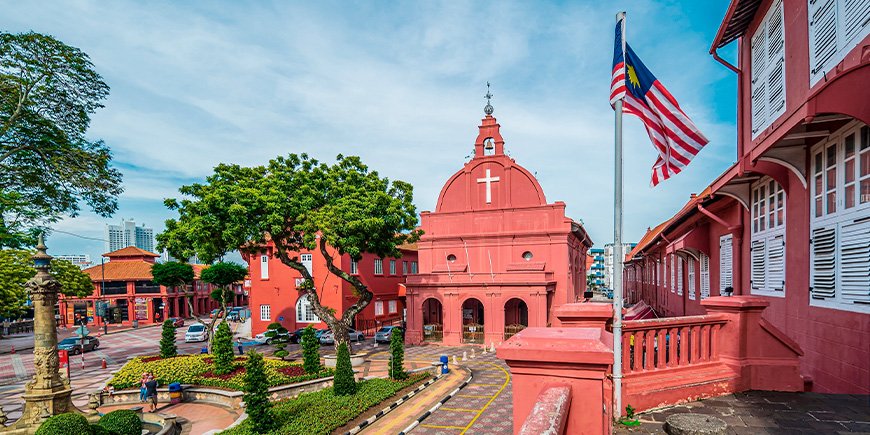 Rådhuset på Dutch Square i Melaka, Malaysia