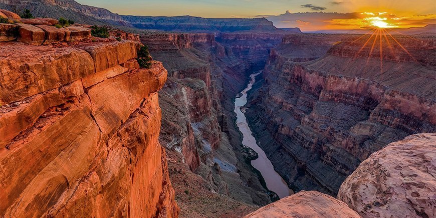Soloppgang ved South Rim, Grand Canyon, USA