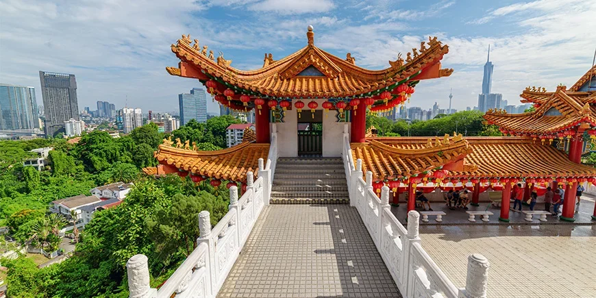 Utsikt over Kuala Lumpur fra Thean Hou-tempelet 