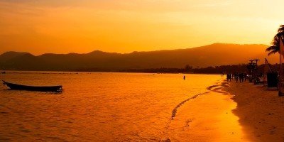 Solnedgang på Chaweng-stranden på Koh Samui