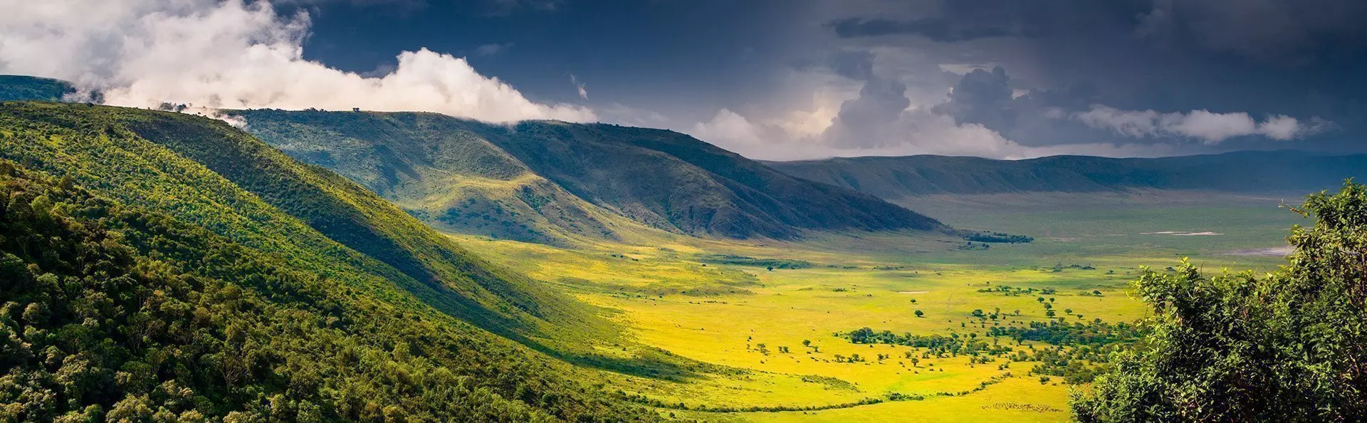En overskyet dag ved Ngorongoro-krateret i Tanzania