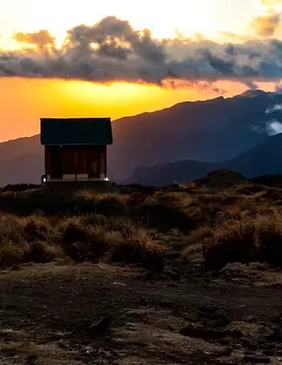 Solnedgang ved Shira Cave-leiren på Kilimanjaro